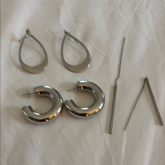 Jewelry - Silver Hoop and Drop Earrings Set